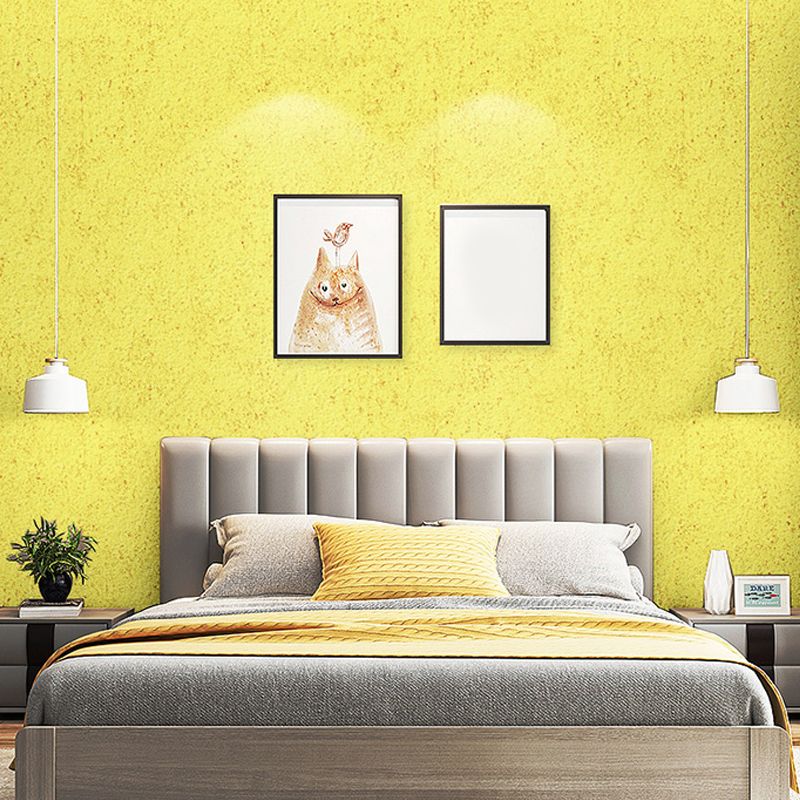 Non-Pasted Solid Wallpaper Roll Vinyl Simplicity Wall Covering for Living Room, Yellow