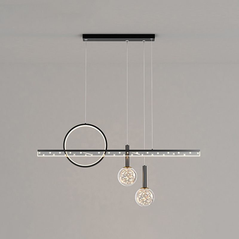 Moderne Kugel Island Beleuchtung Metal 4 Light Island Pendelleuchte in Schwarz