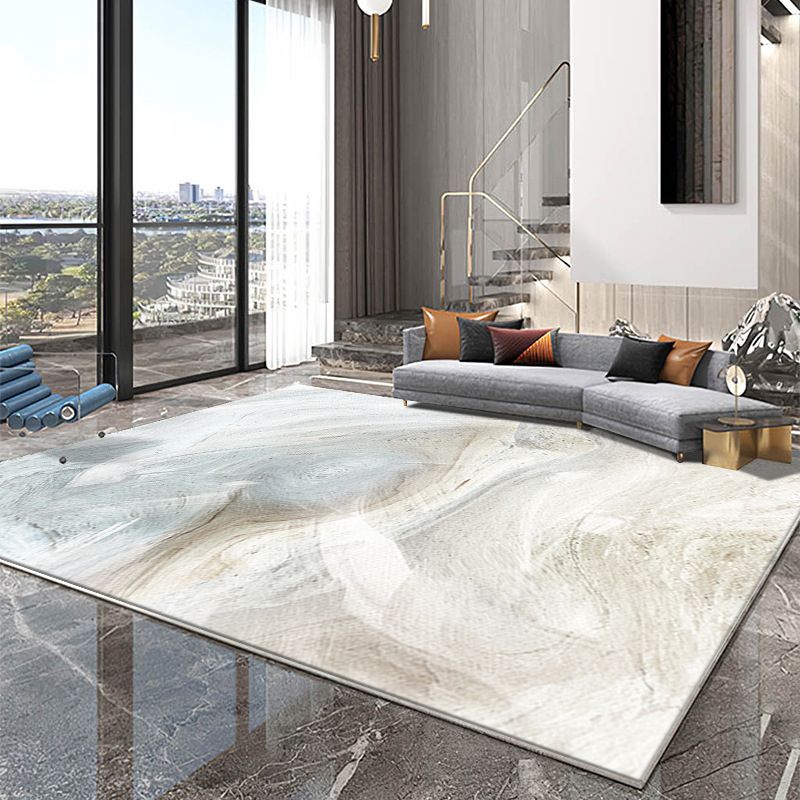 Green Grey Rug Polyester Graphic Indoor Rug Washable Rug for Drawing Room