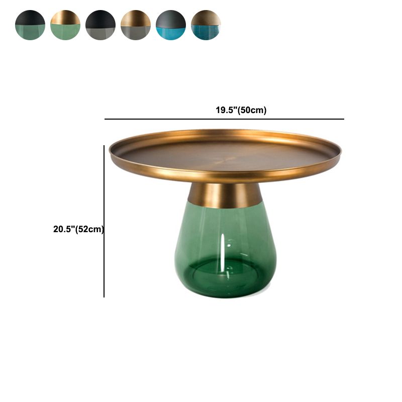 16.5"/20.4" Tall Glass Pedestal Metal Round Tray Top Coffee Table