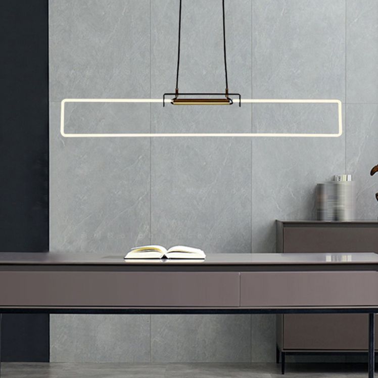 Modern Style Rectangle Pendant Light Metal One Light Pendant Light Fixture