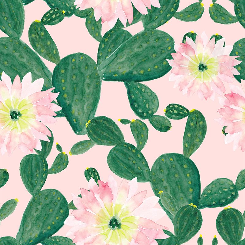 Whole Cactus Mural Wallpaper Moisture Resistant Tropical Living Room Wall Covering