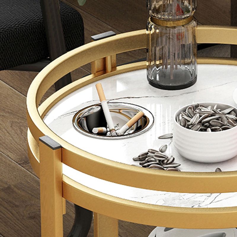 Glam Metal Storage End Table Double Tier Side Table for Living Room