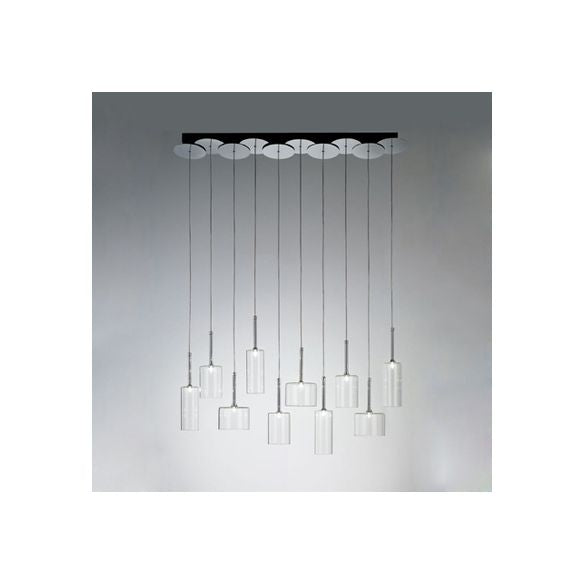 3/6/10 Lichter Speisesaal Cluster Beleuchtung mit Zylinder klarer Glasschatten moderne Chrom -LED -LED -Lampe