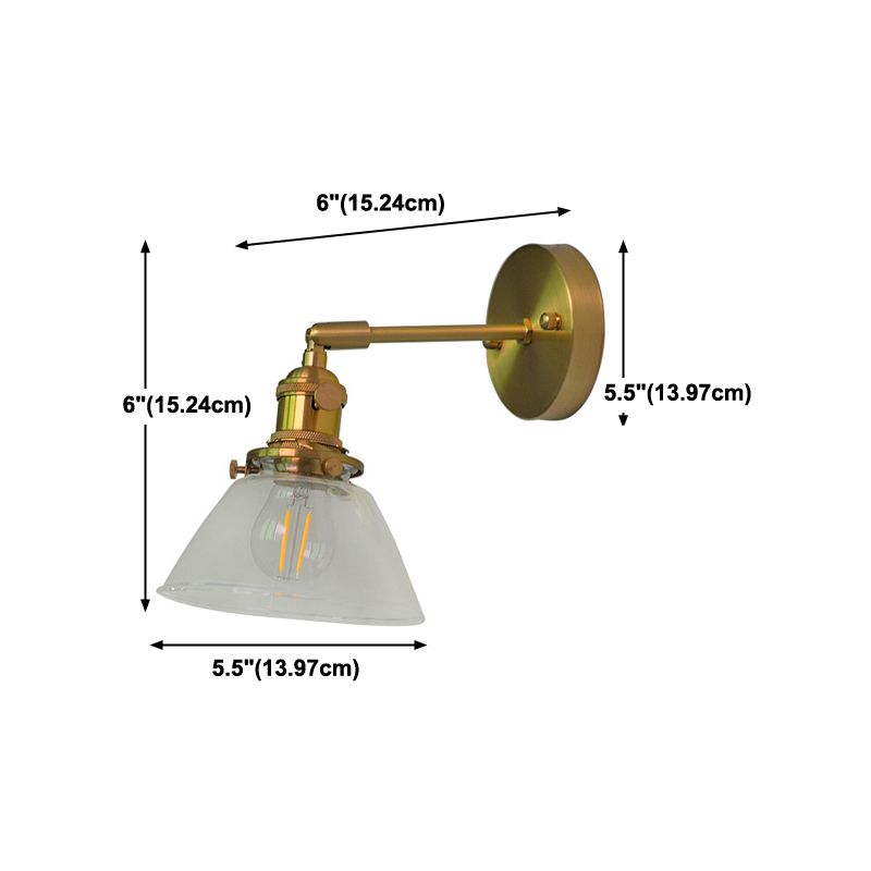 Bowl Wall Sconce Lighting Industrial Style Glass 1 Light Wall Mounted Light