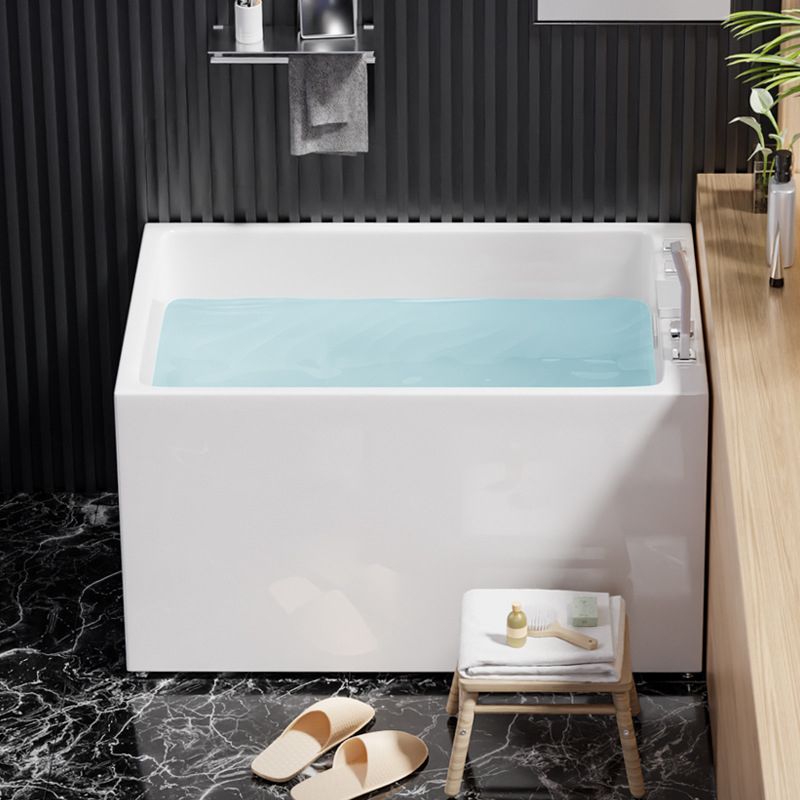 White Back to Wall Soaking Bathtub Contemporary Rectangular Acrylic Bath Tub
