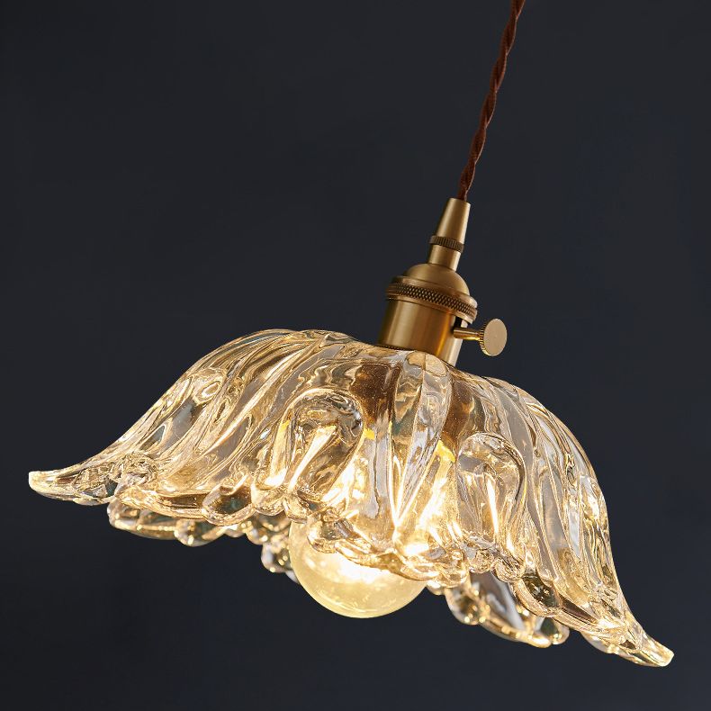 Flower Shape Shade Ceiling Pendant Lamp  Vintage Industrial  Clear Glass Indoor  Hanging Light