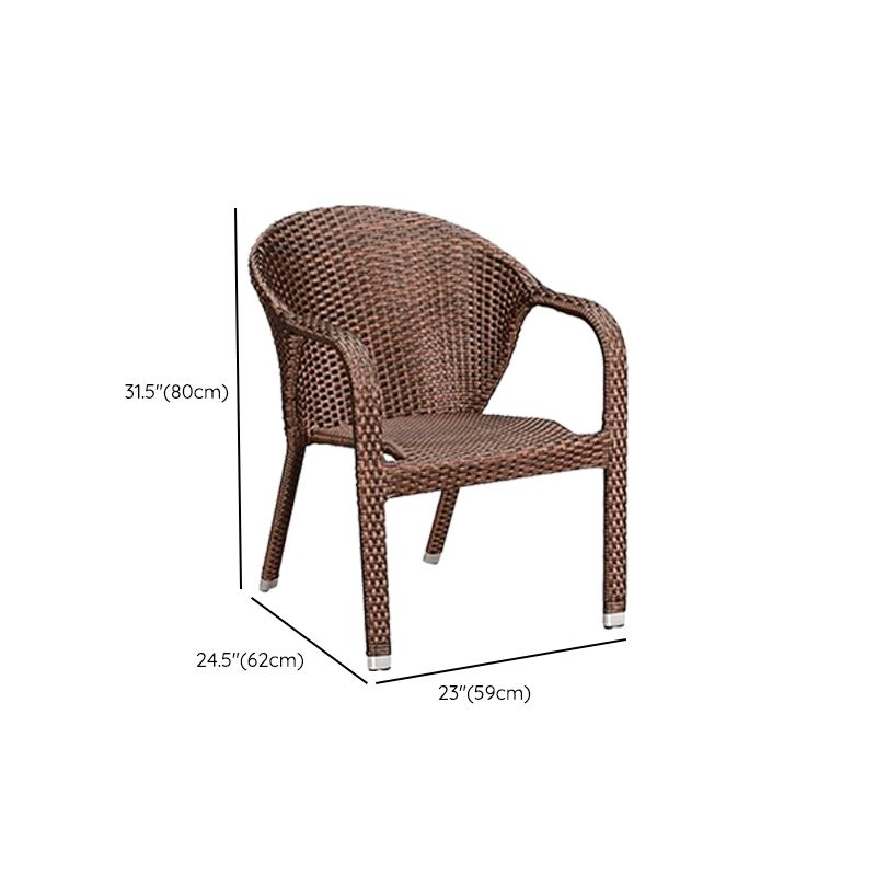 Tropical Brown Patio Arm Chair with Arm Rattan Dining Armchair