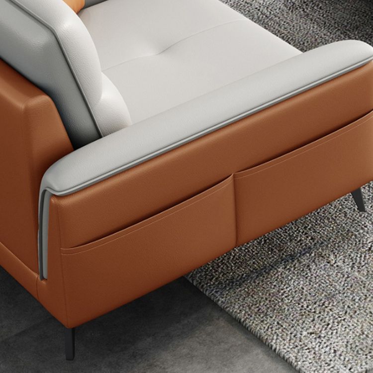 Pillow Top Arm Sofa 35.43" High Faux Leather Sofa for Living Room