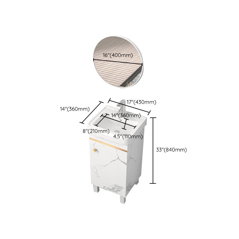 Rectangle Vanity Set White Single Sink Mirror Freestanding Bathroom Vanity with Door
