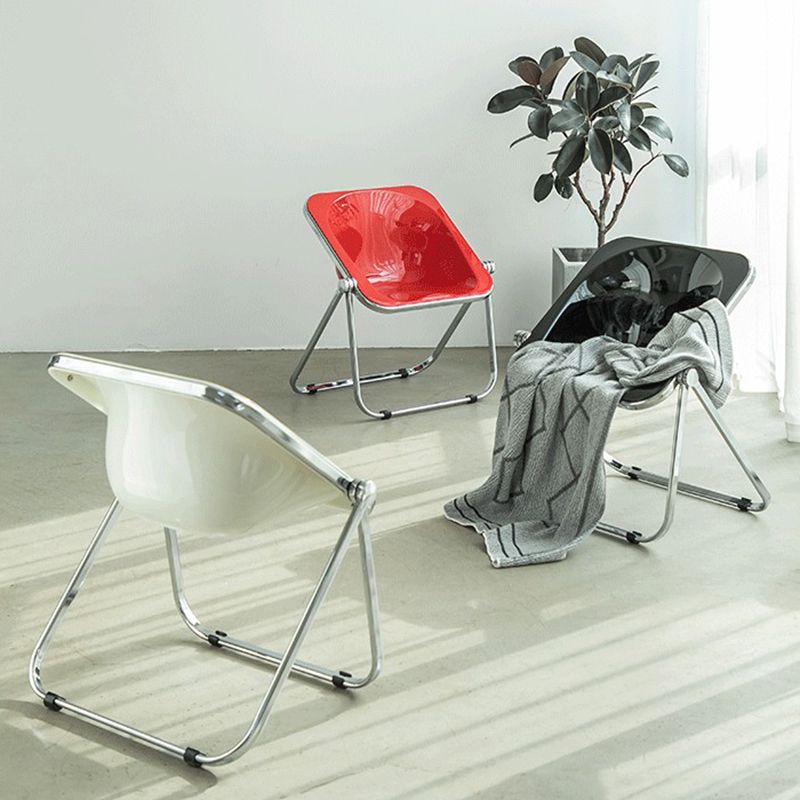 Folding Acrylic Dining Side Chair Metal Frame Indoor-Outdoor Chair