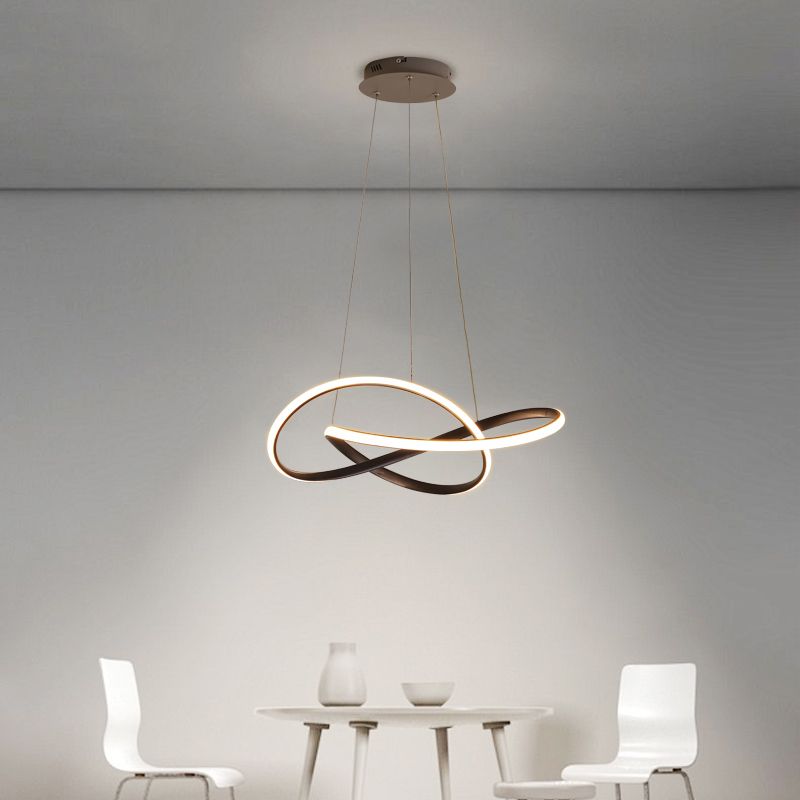 2 Color Optional Twisting Metal Pendant Lamp Simplicity LED Chandelier Light for Office