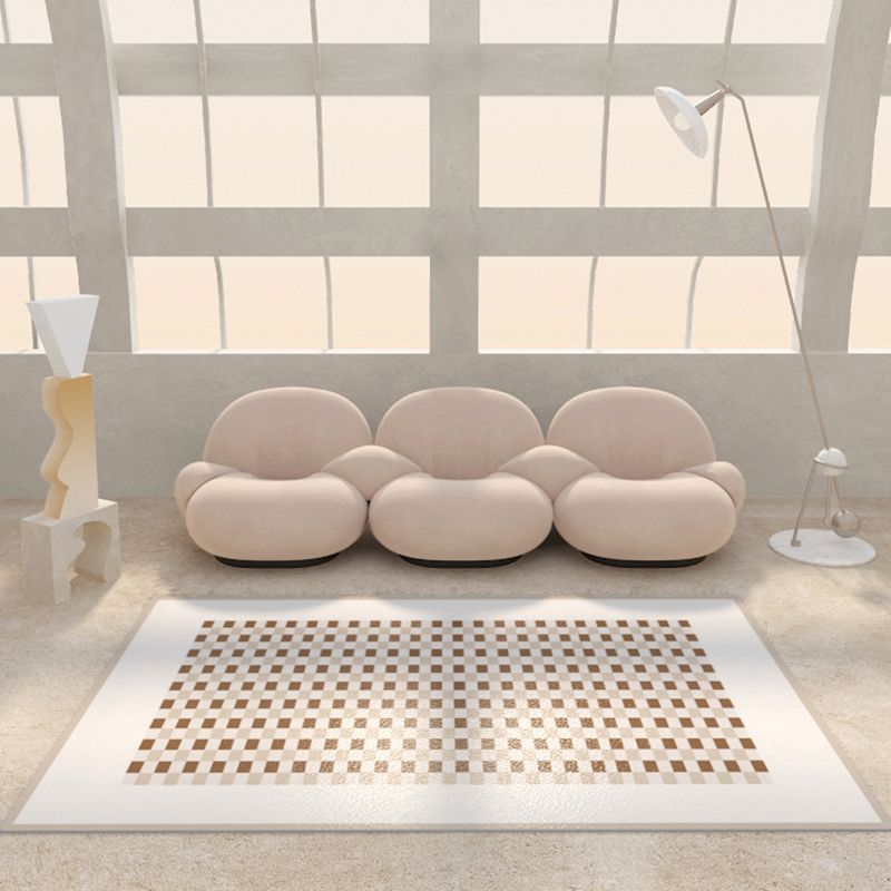 Black Modern Carpet PVC Grid Carpet Washable Area Carpet for Home Decor