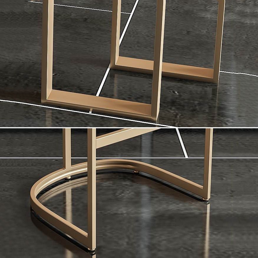 Glam Bar Table Set 1/5 Pieces Rectangle Stone Counter Table with High Stools for Balcony