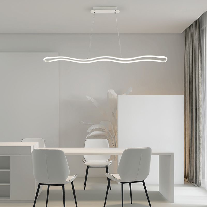 Minimalism LED Hanging Light Waves Metal Island Light Fixture for Dining Room