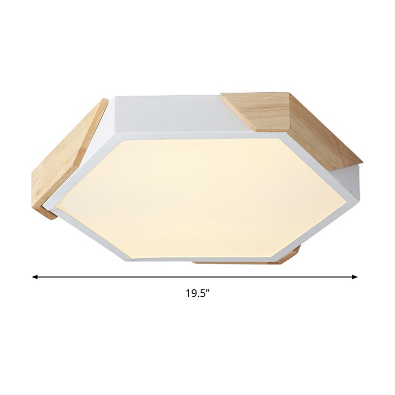 Slim Panel Hexagon Plafond Licht Macaron Loft Acryl LED Groen/Pink/wit/Geel Flush Mount Light in Warm Licht voor Kindergarten