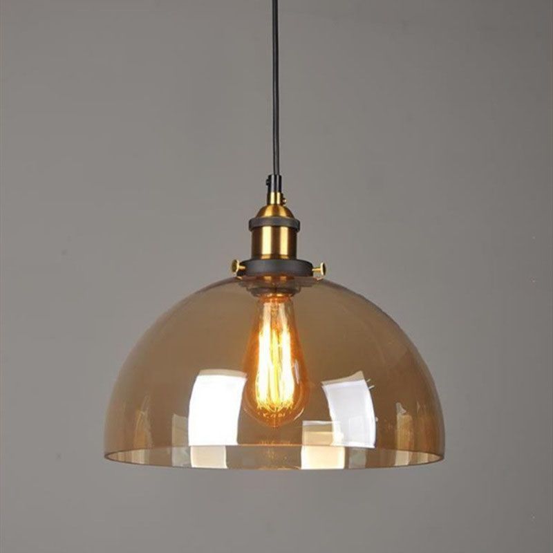 Industrielle 1 Licht hängende hängende leichte, bernsteinfarbene Glashängeleuchten