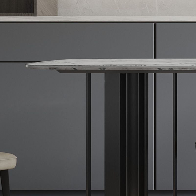 Dinner Table Stone Top Modern Double Pedestal Dining Table without Chair