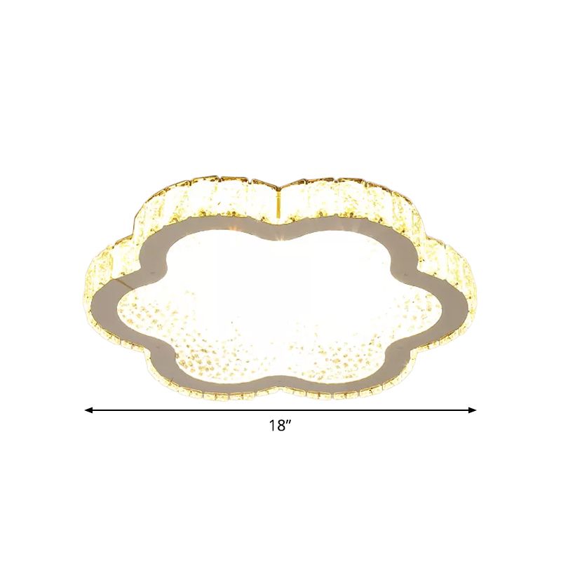 Modern Style Petal Flush Ceiling Light Clear Crystal LED Porch Lighting Fixture in Stainless-Steel
