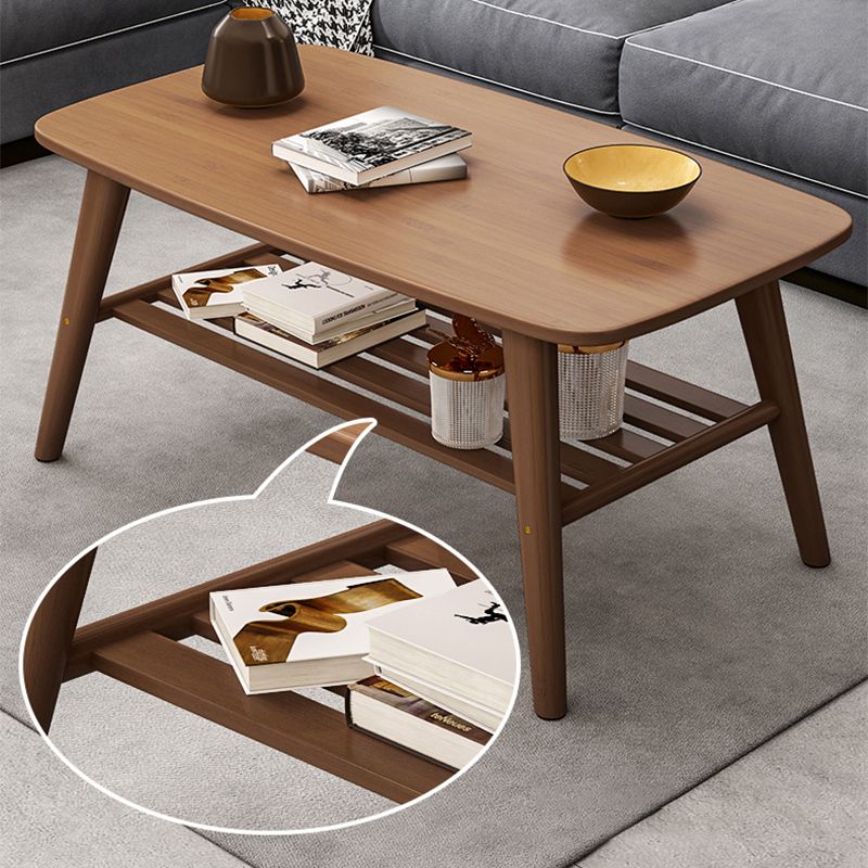 4 Legs Coffee Table Single Modern Oval Cocktail Table with Shelf