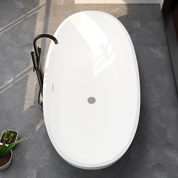 Modern Stone Bath Tub Freestanding Soaking Bathtub , 22.05-inch Tall