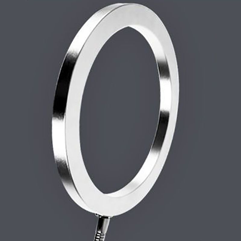 Aluminum O-shaped LED Floor Light Simple Silver Gooseneck Standing Light