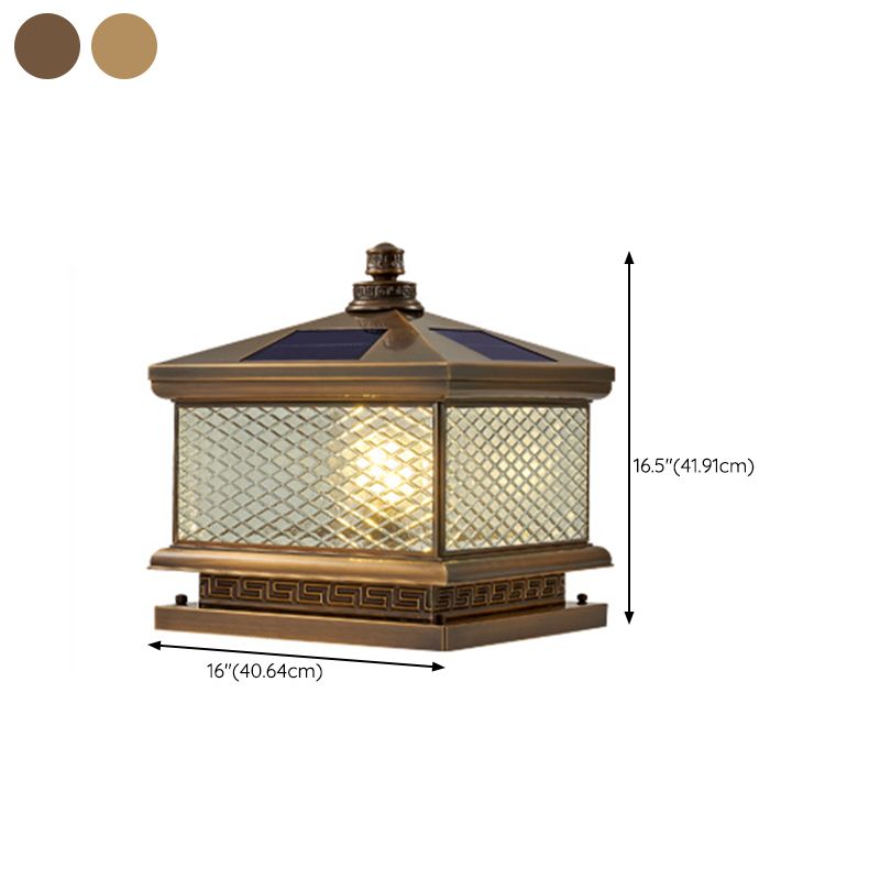 Rectangular Shape Metal Solar Pillar Lamp Modern 1-Light Outdoor Waterproof Light
