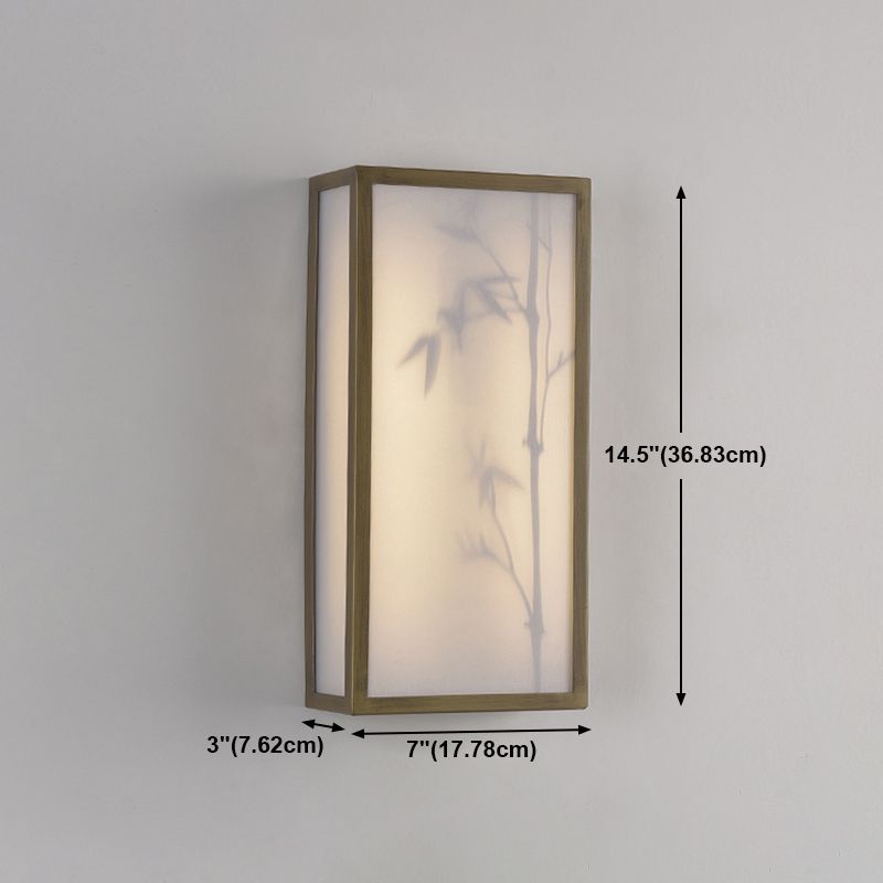 Modern Metal Wall Light Brown Cuboid 14.5" Wide Wall Sconce for Living Room