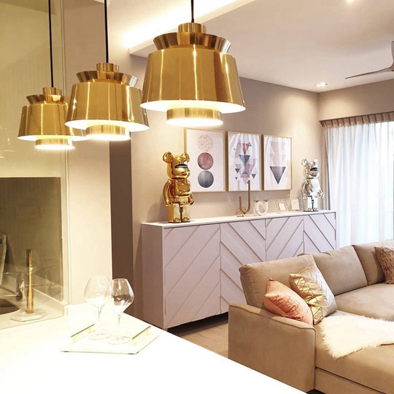 Special Shape Pendant Light Fixture Postmodern Kitchen Hanging Ceiling Light with Gold Metal Frame