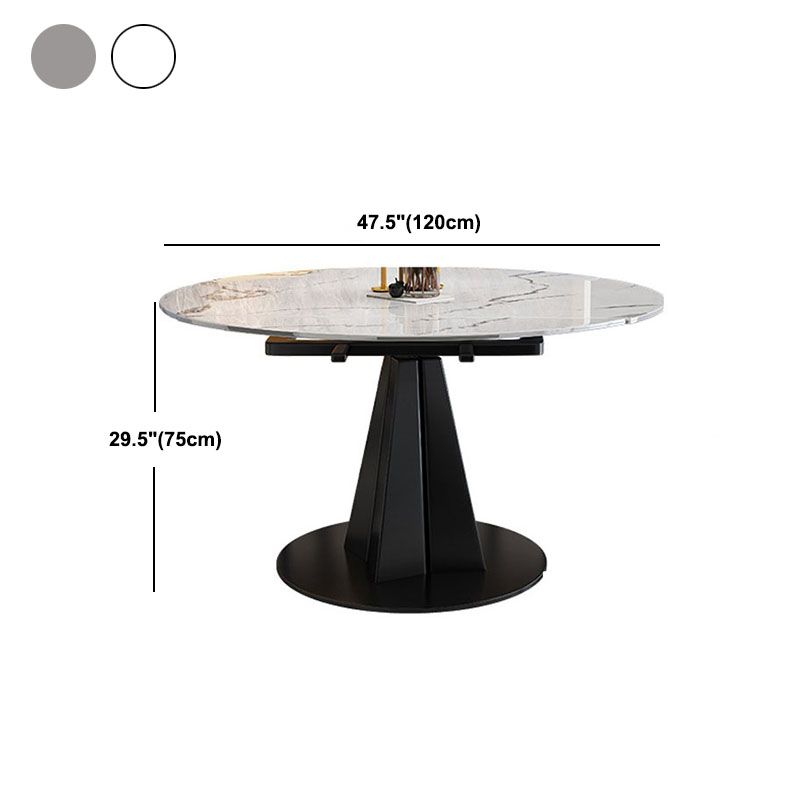 Round Modern Stone Table Standard Height Dining Room Table with Pedestal Base