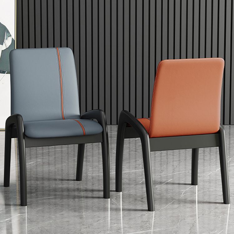 Silla de comedor de madera moderna, sillas laterales tapizadas sin brazos para restaurante (juego de 2)