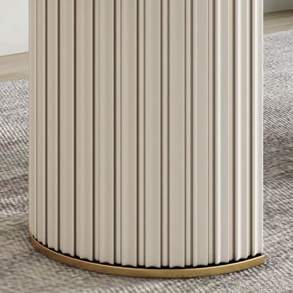 Luxury Sintered Stone Dining Desk Oval Shape Double Base Kitchen Table