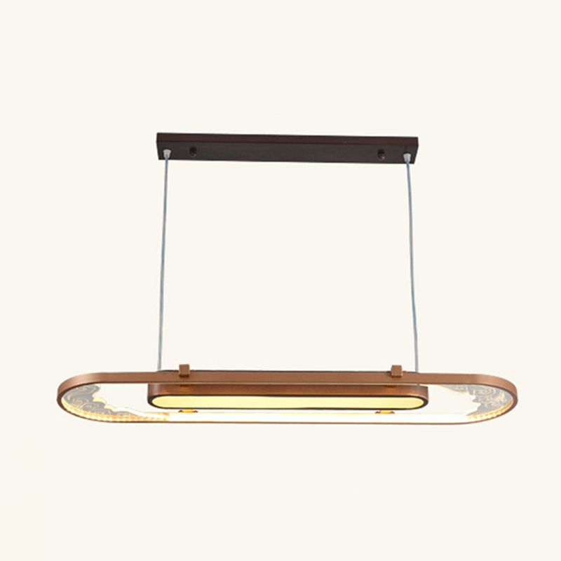 Luci a sospensione a sospensione in metallo marrone lampade a sospensione lineare contemporanea per sala da pranzo