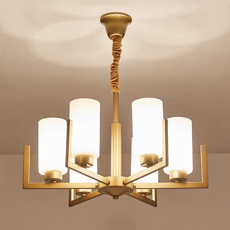 Modern Cylinder Chandelier Glass Multi Light Hanging Light for Bedroom