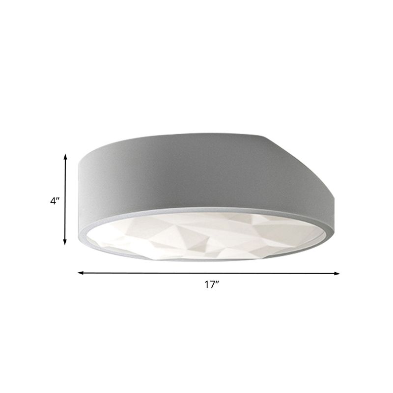 Minimalist Drum Flush Mount Lighting Metal 17"/21" Wide LED Living Room Flush Ceiling Lamp in White