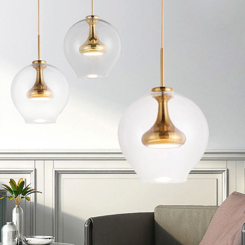 Bol helder glazen hanglamp eigentijds 1 lichte nickle/goud/rosé goud led hangende lampkit in wit/warm licht