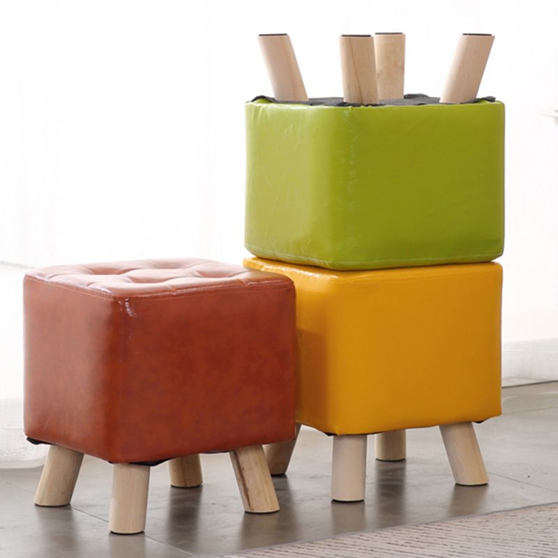 Water Resistant Pouf Tufted Whole Colored Square Faux Leather Pouf Stool