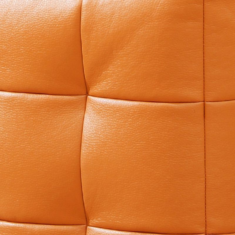 Contemporary Pouf Ottoman Genuine Leather Upholstered Tufted Square Ottoman