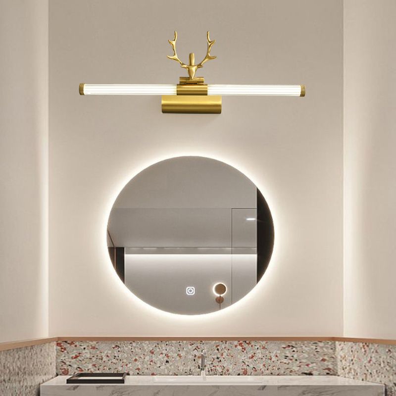 Golden Postmodern Antlers Wall Sconce One-Blub Metal Wall Mounted Lamps for Bathroom