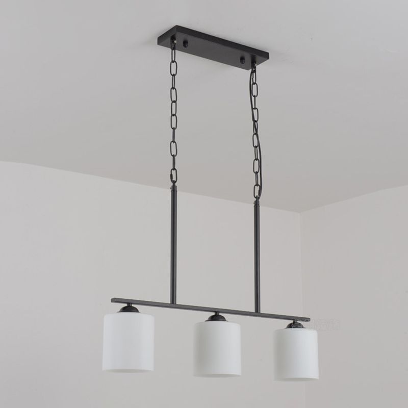 Modern Style Cylinder Chandelier Light Glass 3 Lights Hanging Ceiling Light