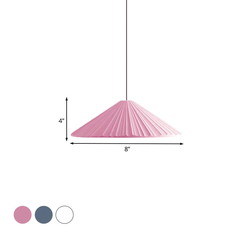 Cono a costola bianca/rosa/blu a sospensione Light Nordic Style 1 Light soggiorno Lampada sospesa, 8 "/12.5"/16 "di diametro