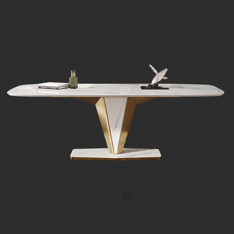 Luxurious Sintered Stone Dining Set Rectangle 1/4/5/7 Pieces Dinette Table Set in White