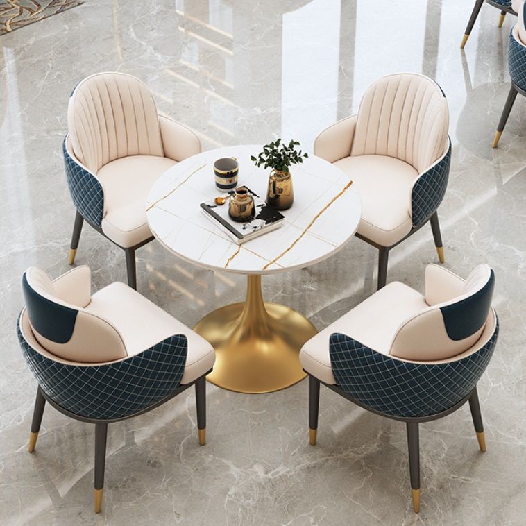 Traditional Luxury Round Table Stone Dining Room Collection for Indoor