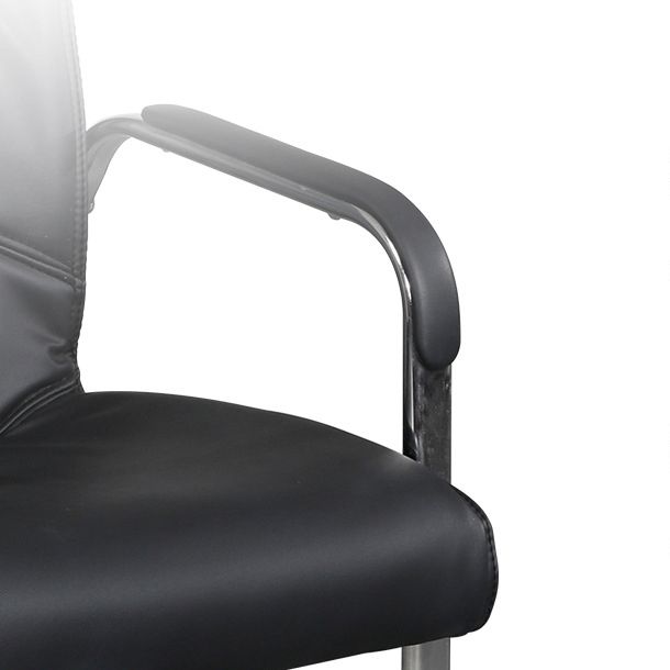 Modern Mid-back Office Chair No Wheels Upholstered Arm Chair