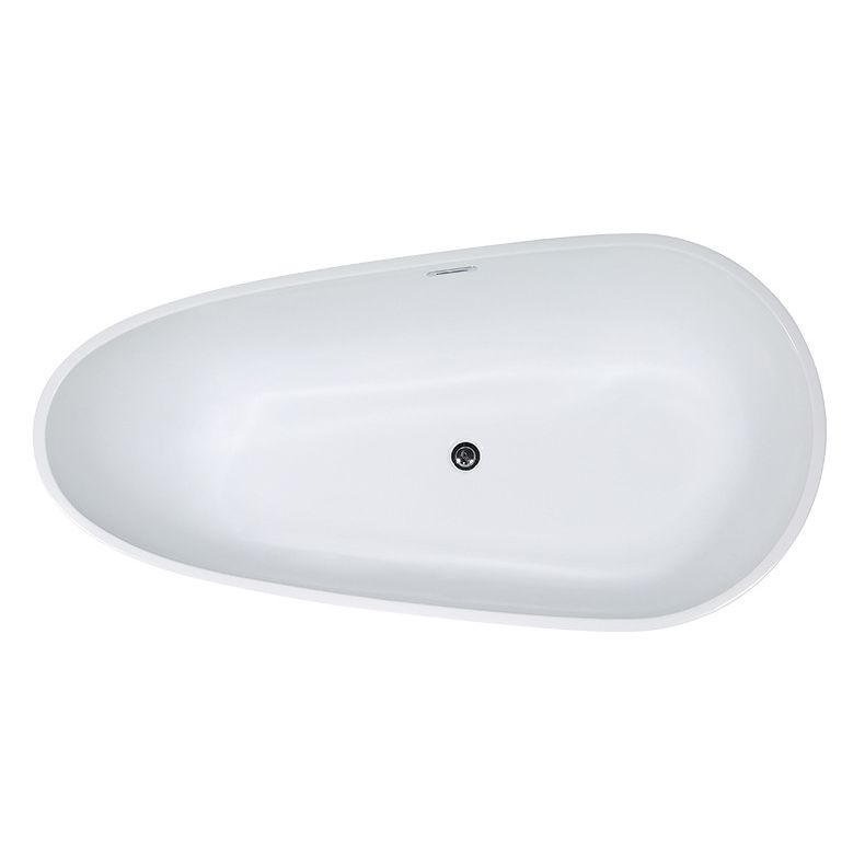 Modern Oval Bath White Acrylic Soaking Freestanding Back to Wall   Bathtub