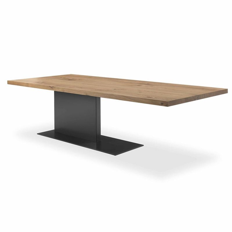Industrial Pine Wood Dining Table Rectangle Kitchen Table with Metal Pedestal Base