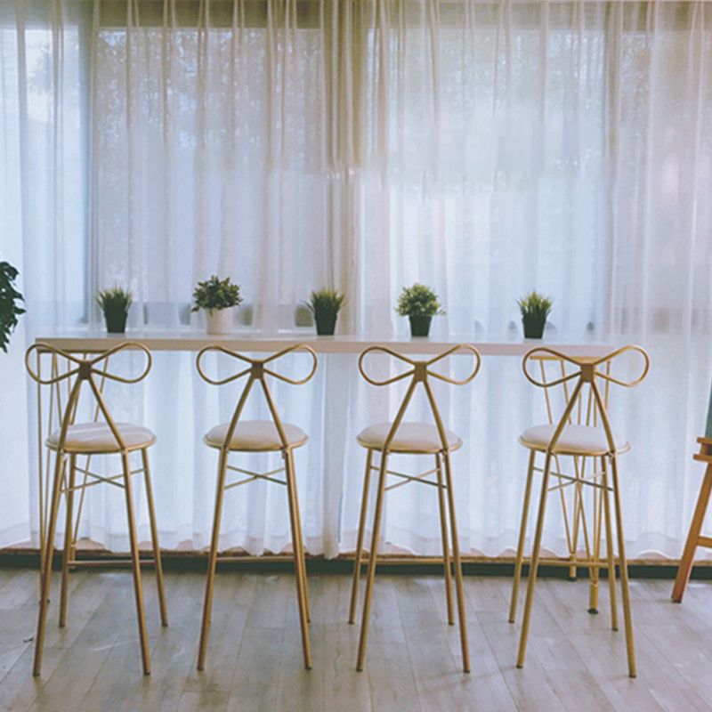 Glam White Wood Counter Table with Rectangle Table Top Gold Legs Table - 42" H
