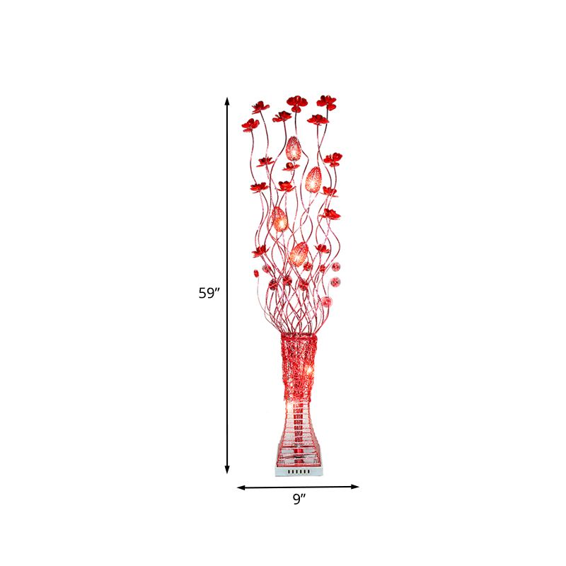 Iluminación del piso trapezoide LED decorativo lámpara de pie de pie de aluminio rojo para sala de estar