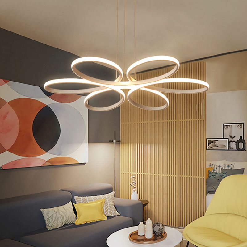 Wit LED lineair hanglampje in moderne creatieve stijl smeedijzeren hangende lamp met acrylschaduw