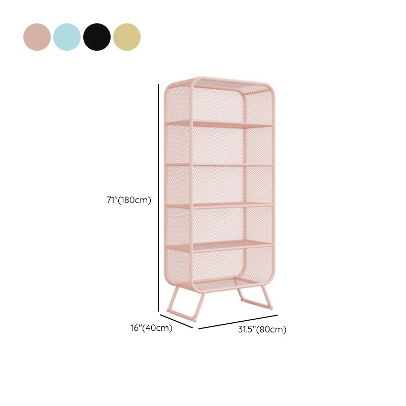 Contemporary Standard Metal Bookcase Closed Back Bookshelf with Rectangular Shelves